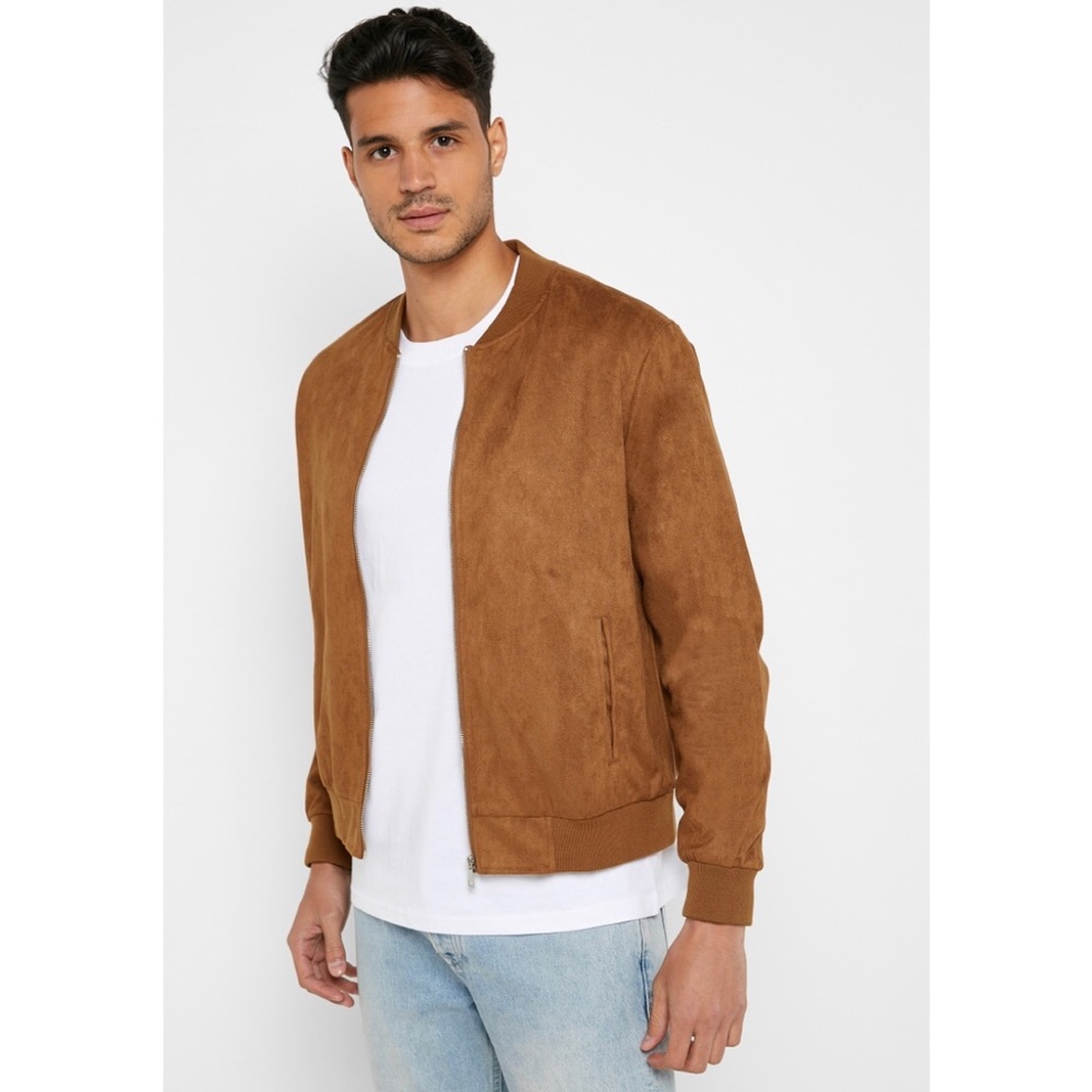 Zara Faux Leather Suede Bomber Jacket